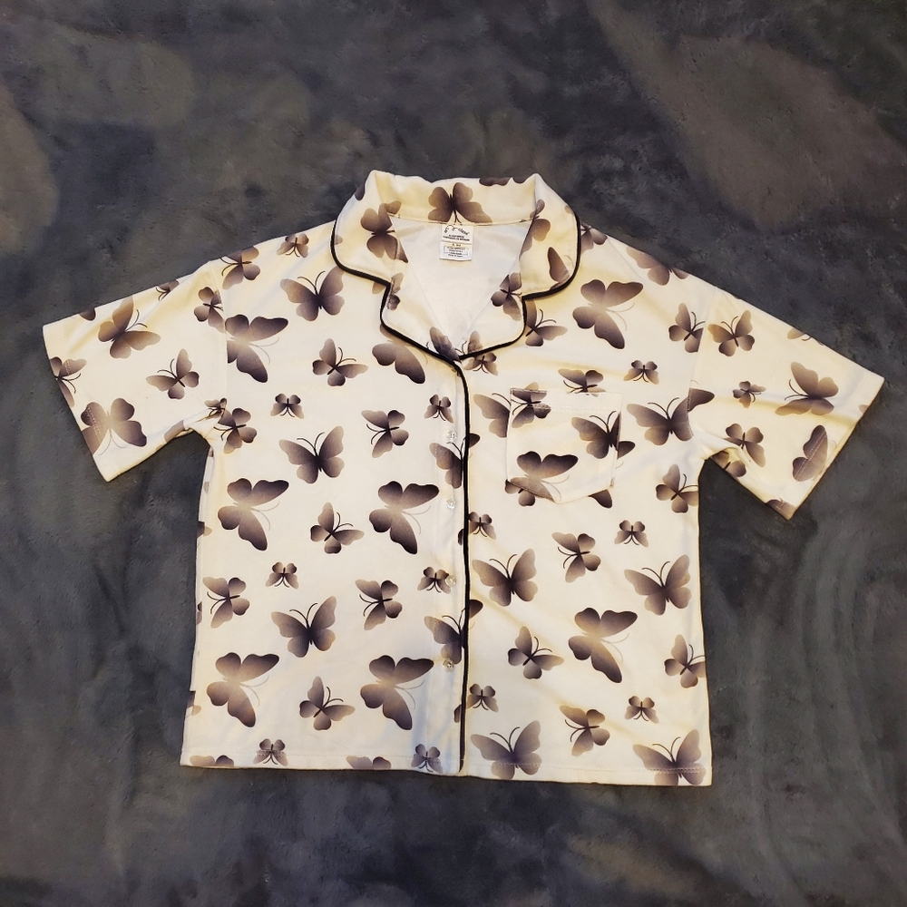 Button up collared butterfly sleep shirt | youth XL